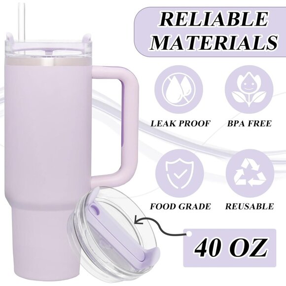 40oz Tumbler Lid Compatible for Stanley, 2 Pack Replacement Tumbler Lids Fit for - Picture 5 of 6